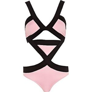 River Island Bandage Swimsuit - Black/pink Size6